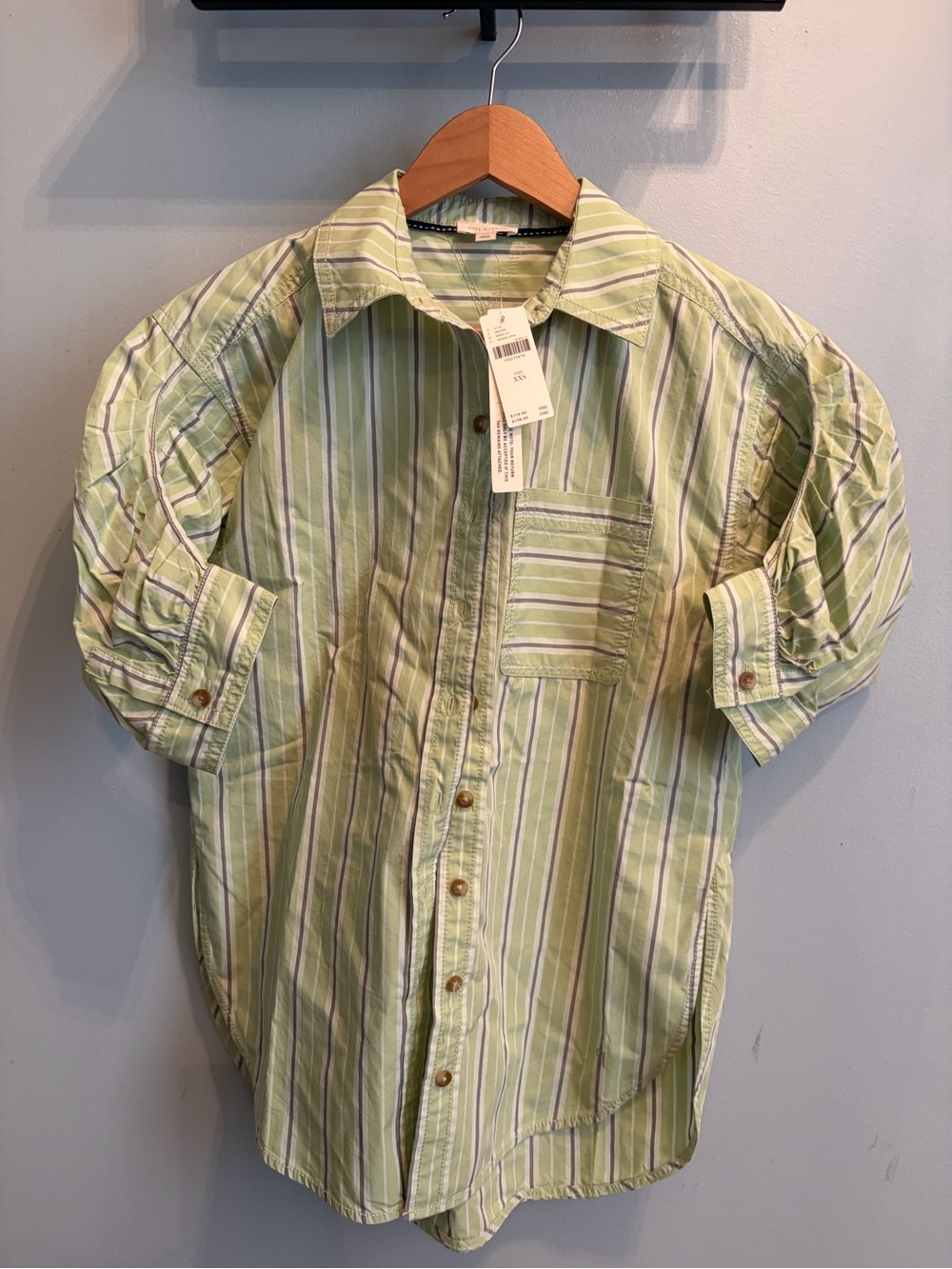 Light Green Striped Anthropologie shirt